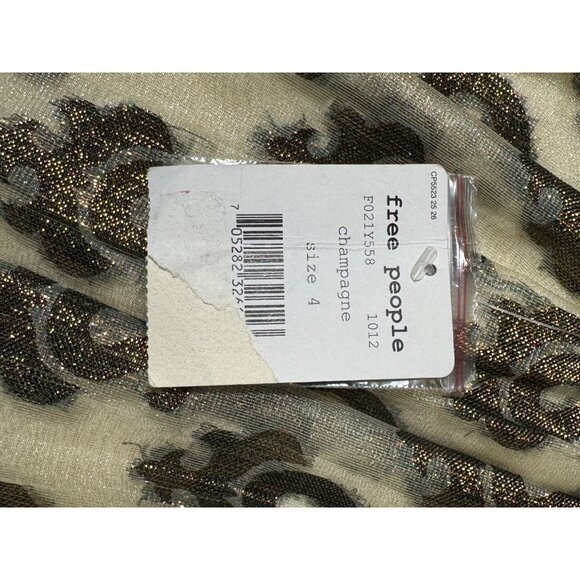 NEW Defects Free People Shimmering Champagne Paisley Mini Dress Sz 4 Green Red - Picture 7 of 13